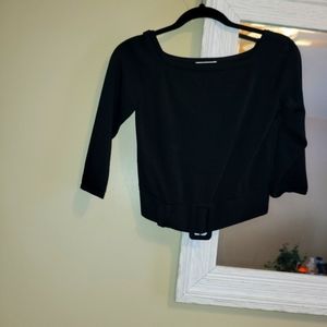 New york & company   Black top Crew neckline ,belt attach